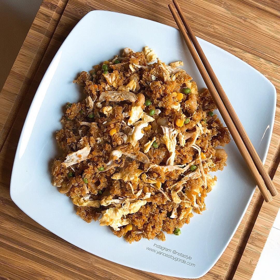 quinoa con pollo y gambas estilo chino "fit"