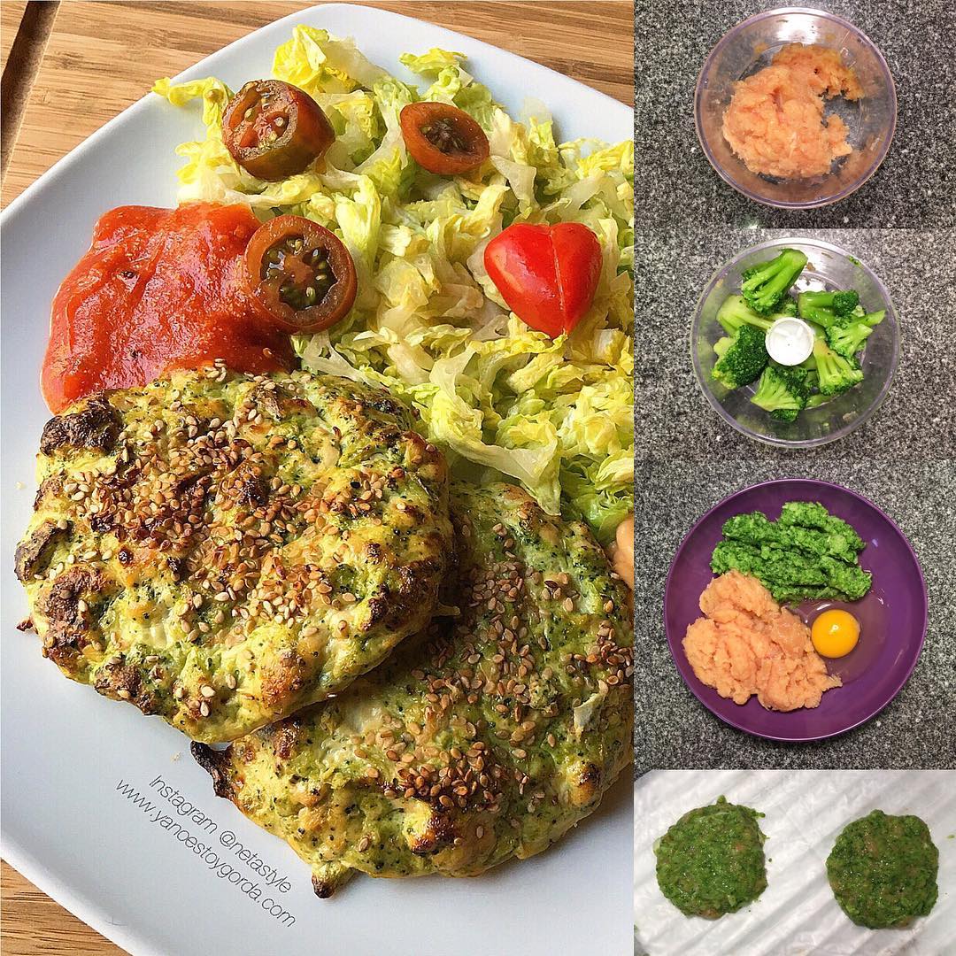Hamburguesas de brócoli y pollo
