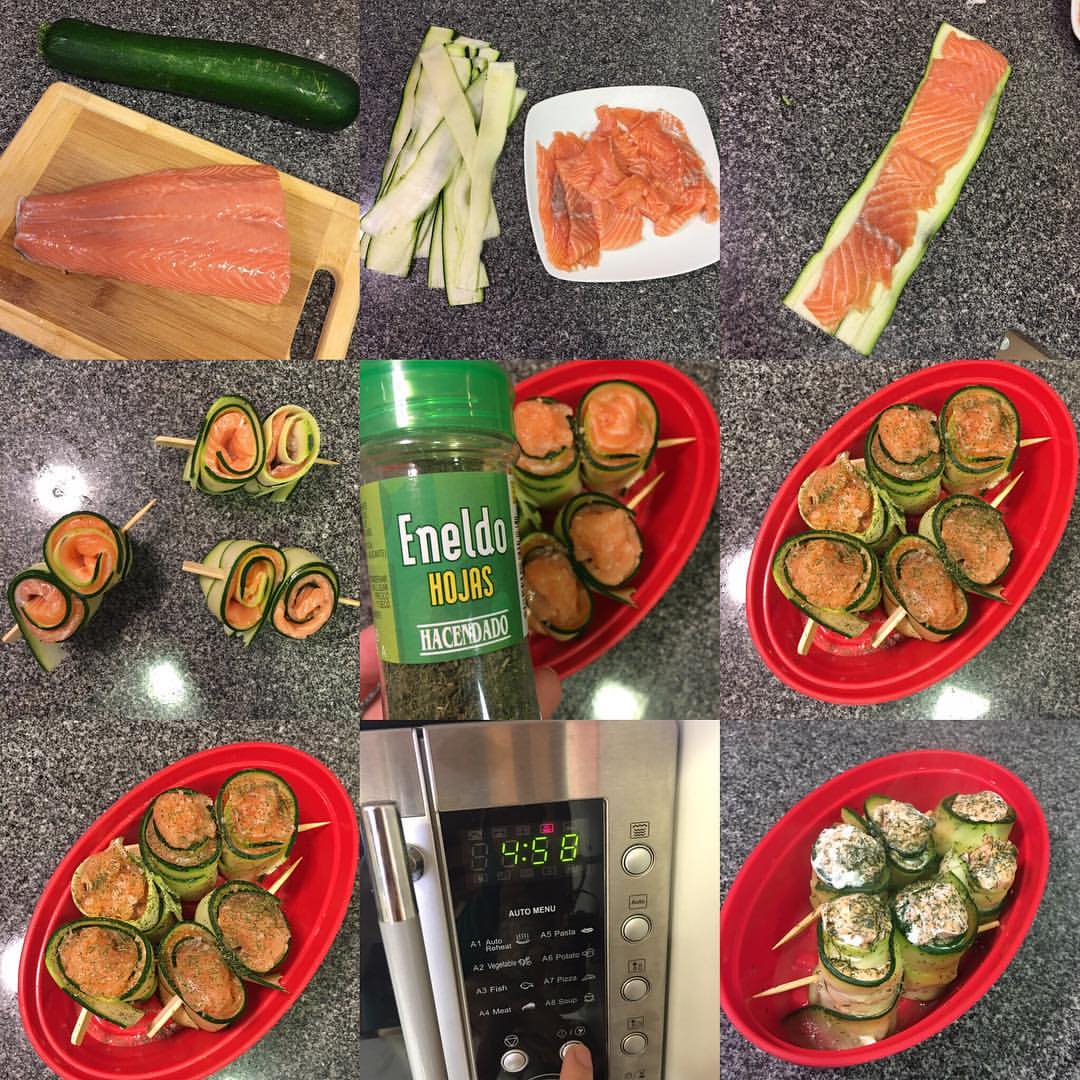 Rollitos de calabacín y salmón "fit"