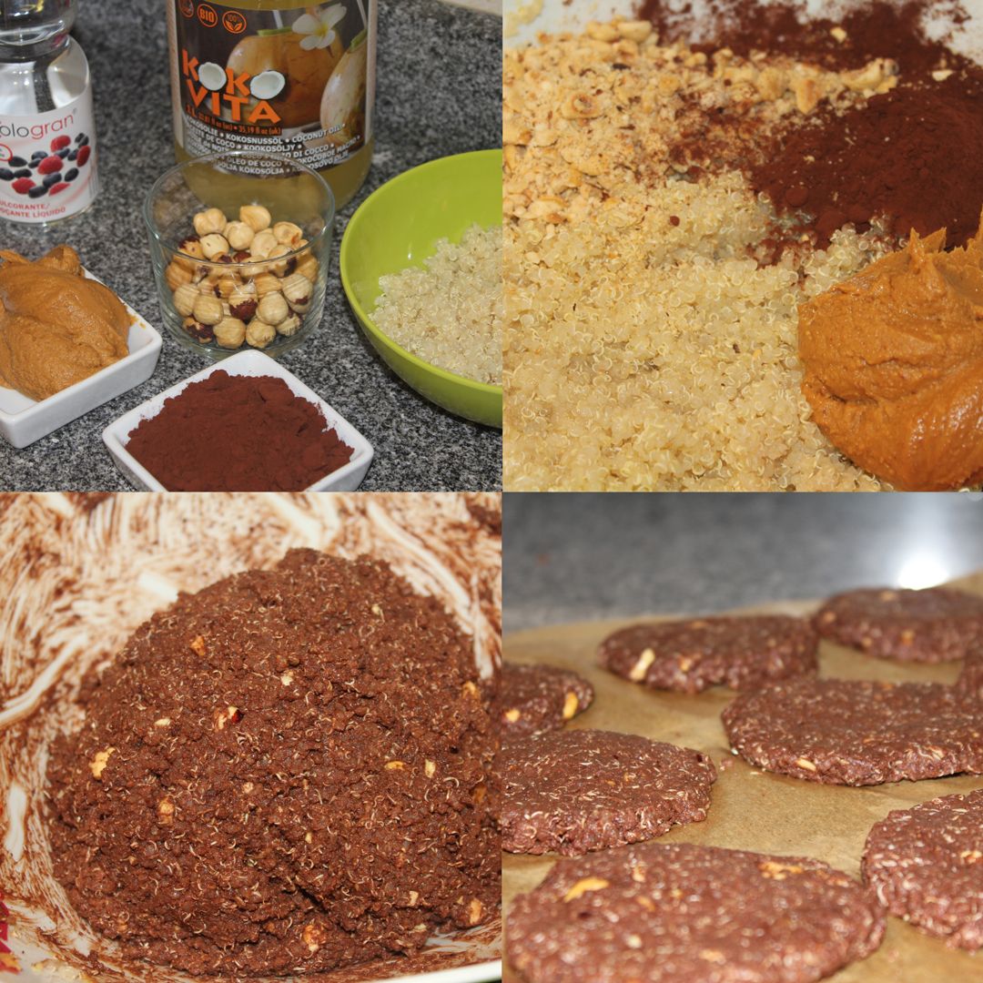 galletas heladas de quinoa, avellanas y cacao