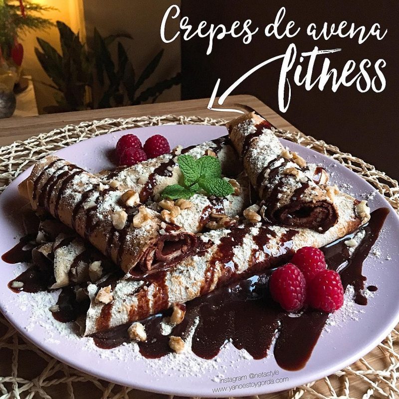 Crepes de avena rellenas de chocolate