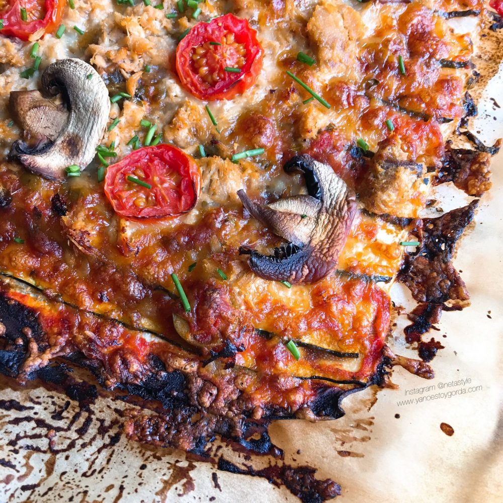 Calabacín "a lo pizza de atún y champiñones"