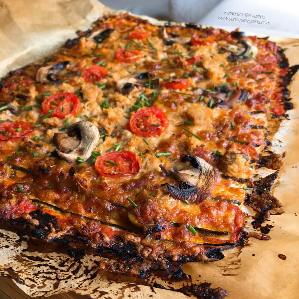 Calabacín "a lo pizza de atún y champiñones"