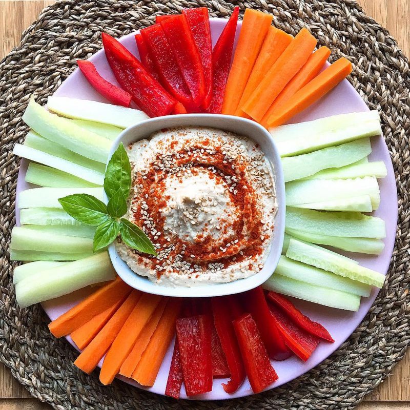 Hummus "fit" con crudites