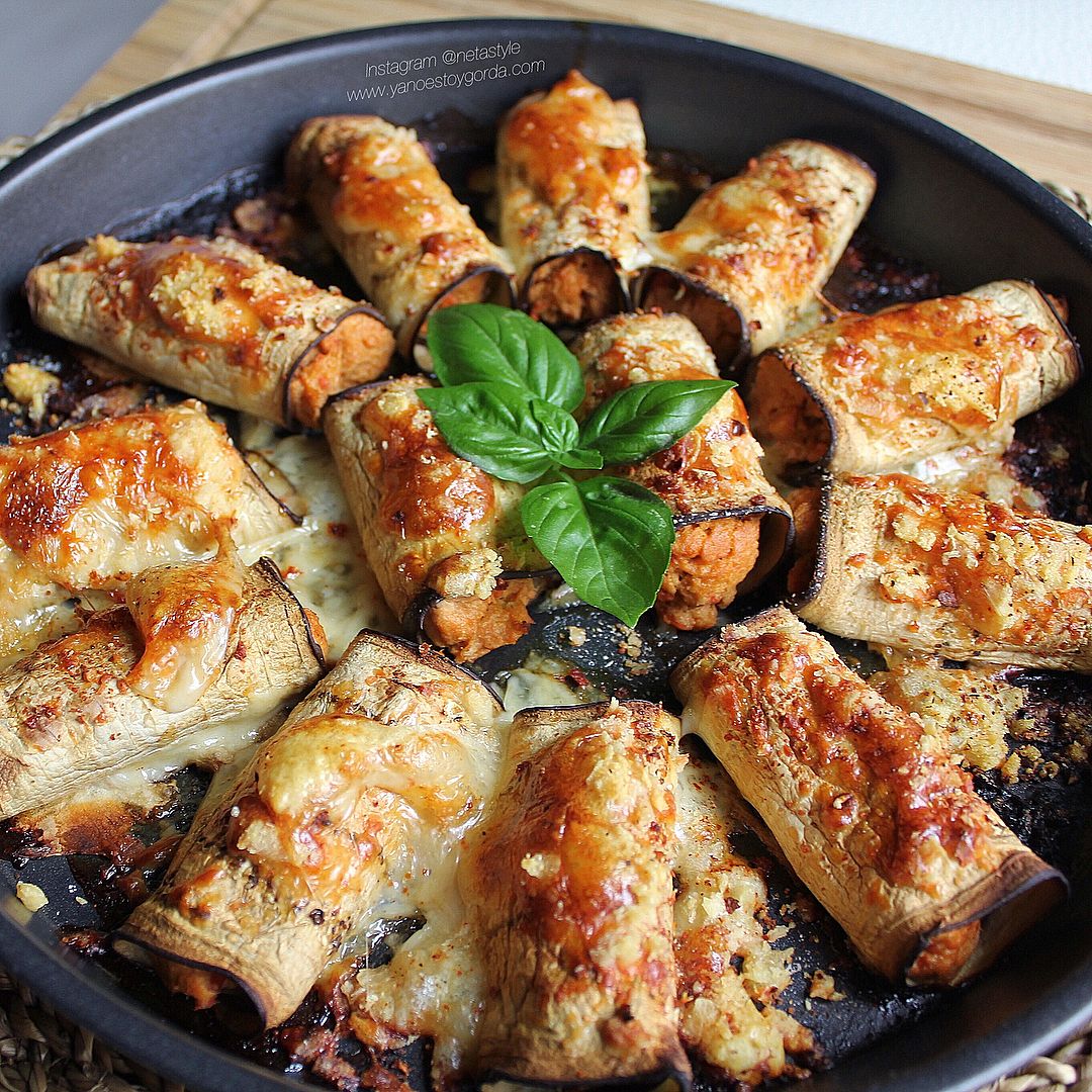 canelones de berenjena rellenos de paté de atún