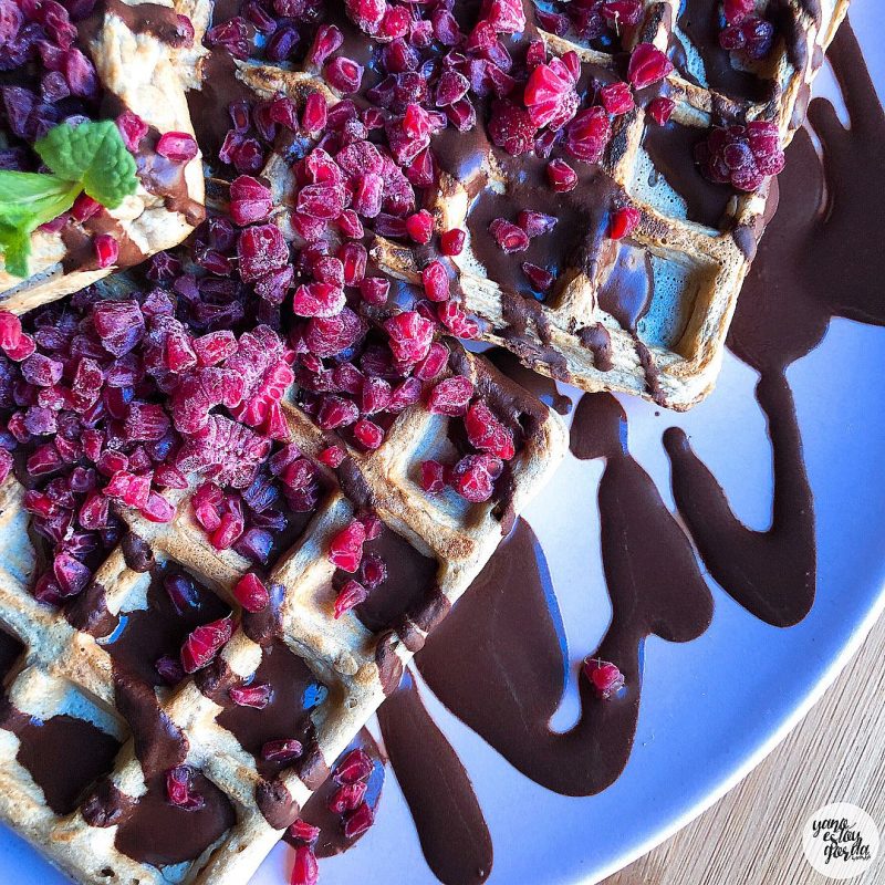 Gofres saludables de avena con cacao