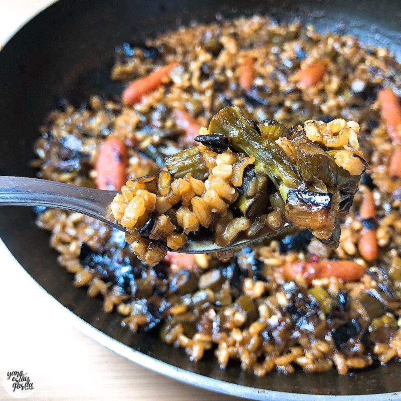 Arroz integral con espárragos