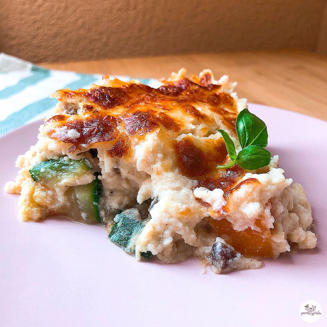 gratinado de verduras con crema de coliflor