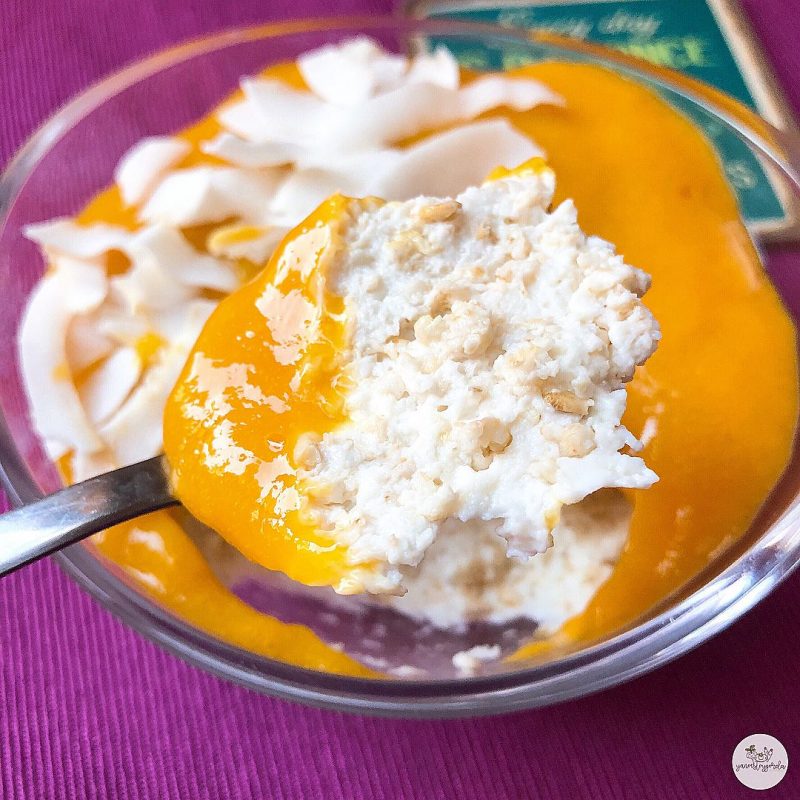 Mousse de avena con mango