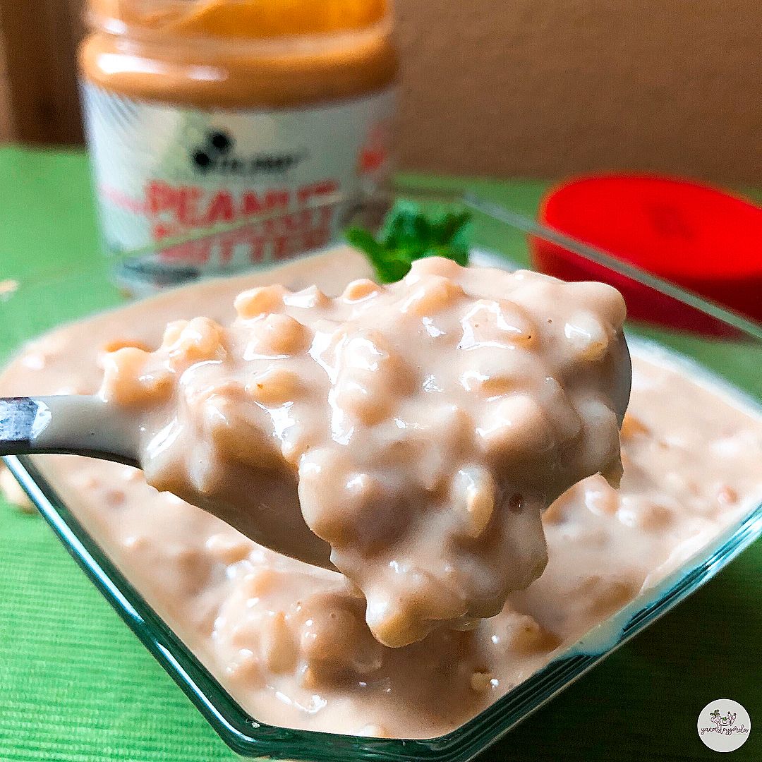 arroz integral con leche y manteca de cacahuete