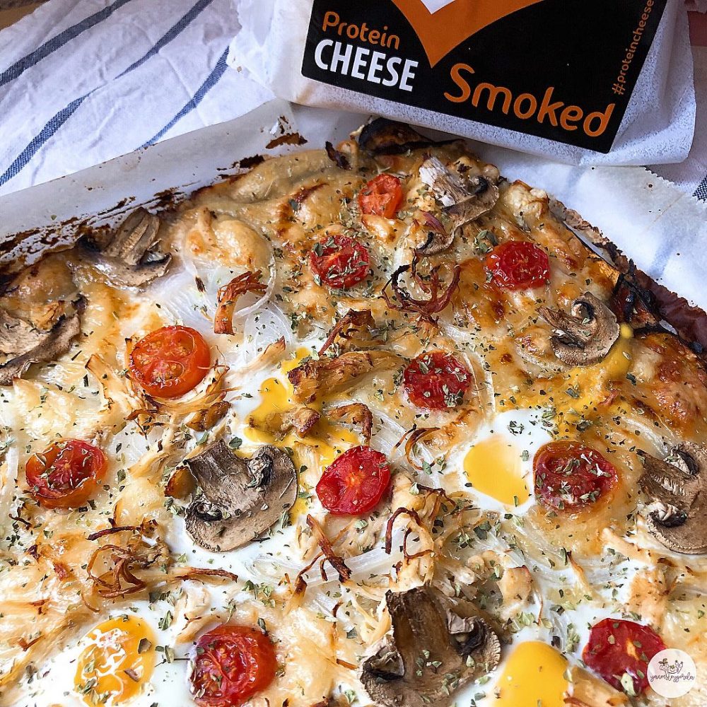 Berenjepizza con verduras y pollo