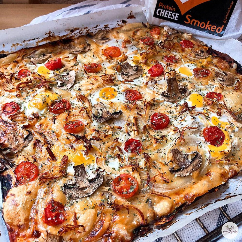 Berenjepizza con verduras y pollo