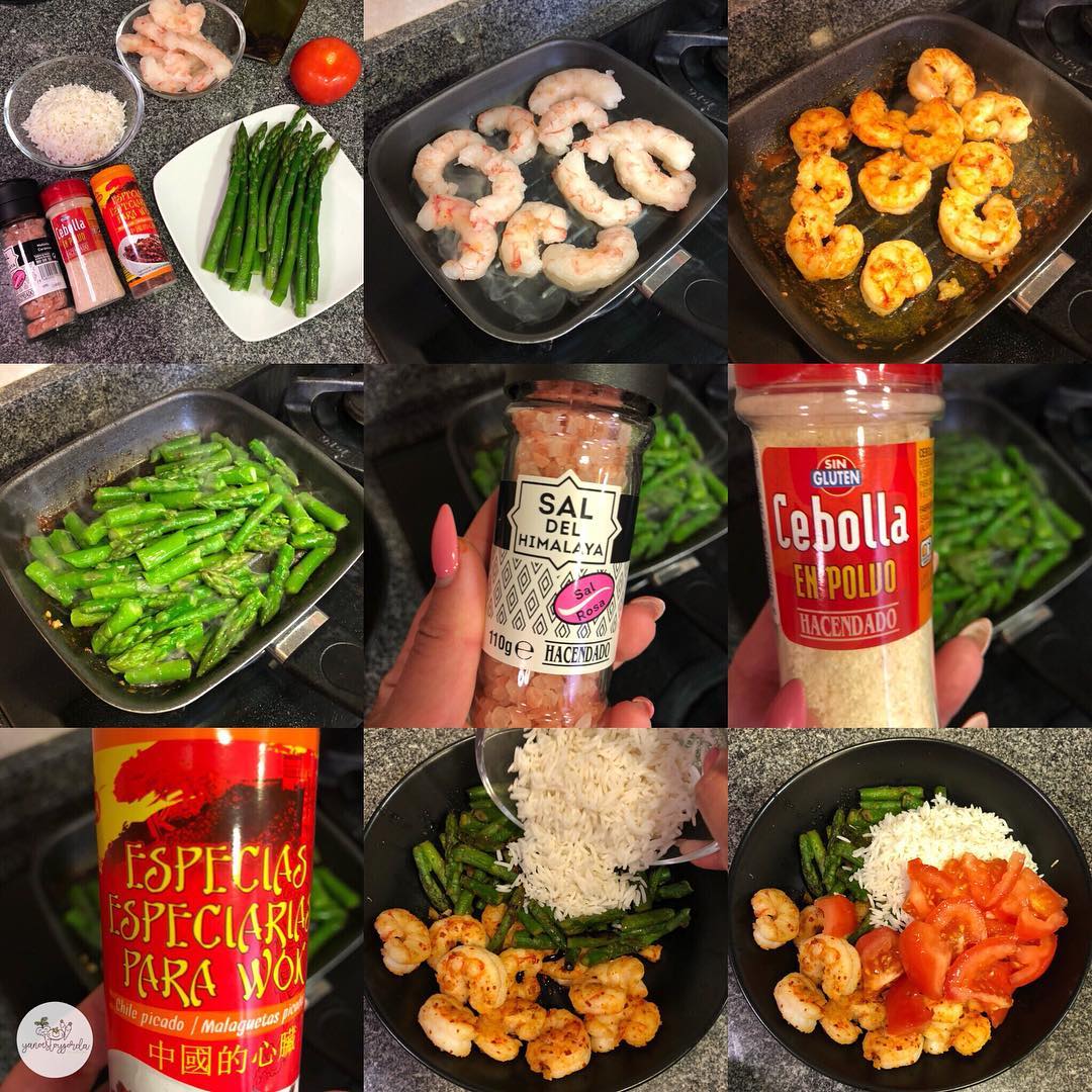 Ensalada de gambones y espárragos