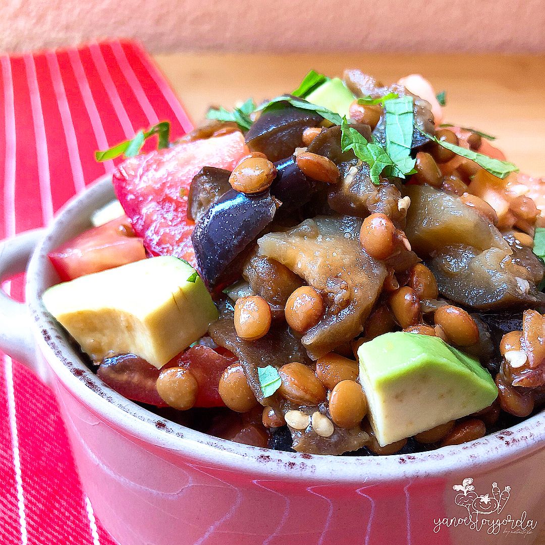 Ensalada de berenjenas y lentejas