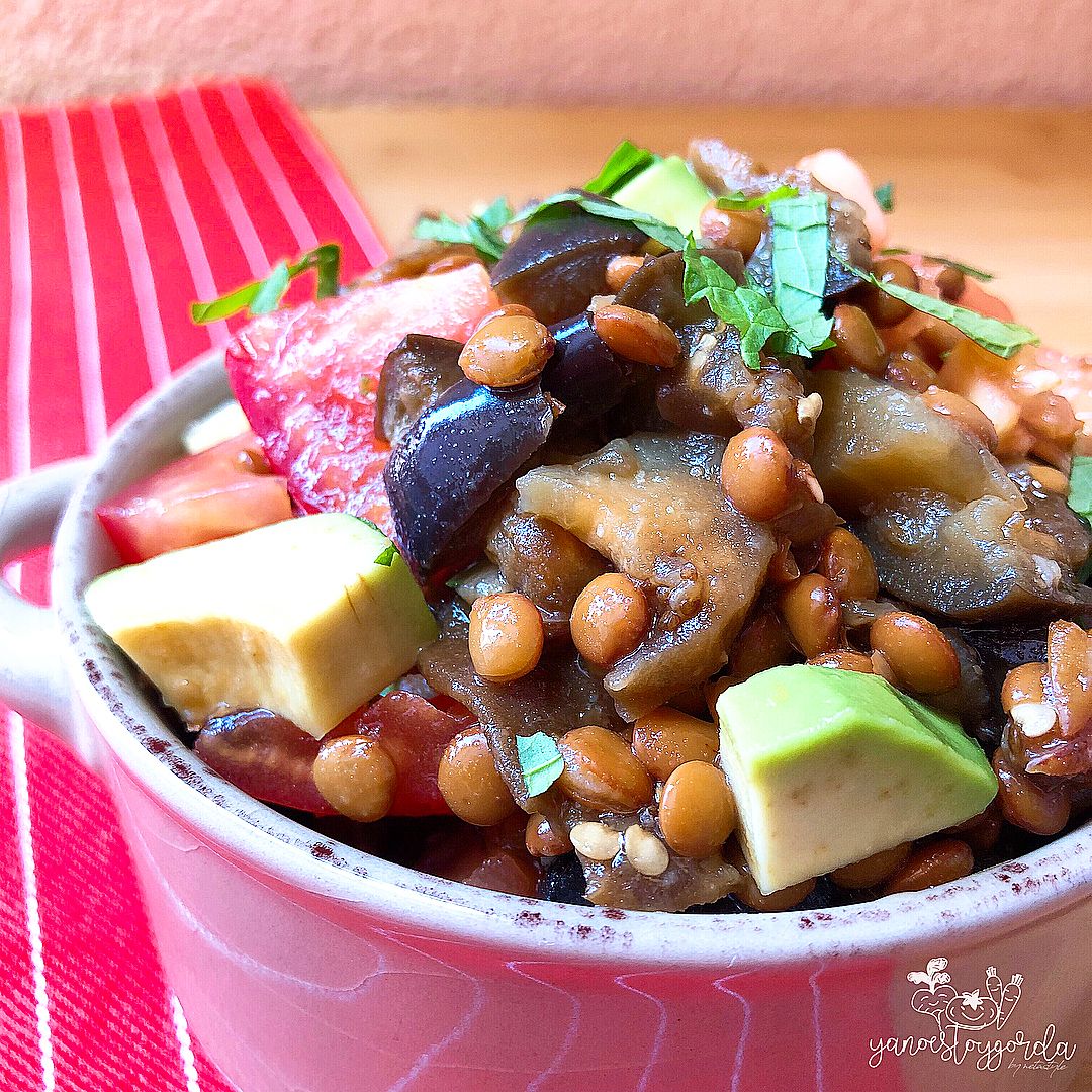 ensalada de berenjenas y lentejas