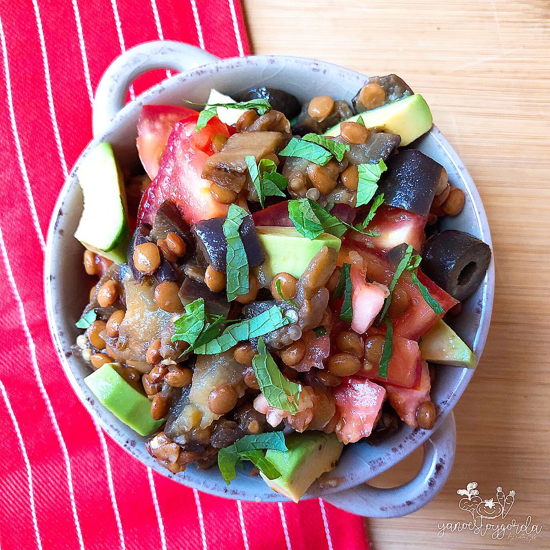 ensalada de berenjenas y lentejas