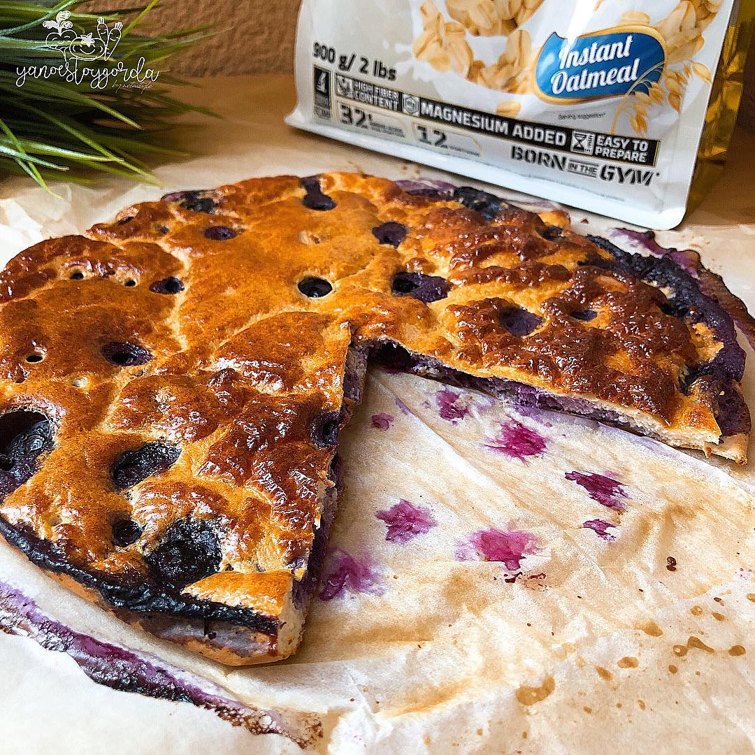 torta de avena con arándanos