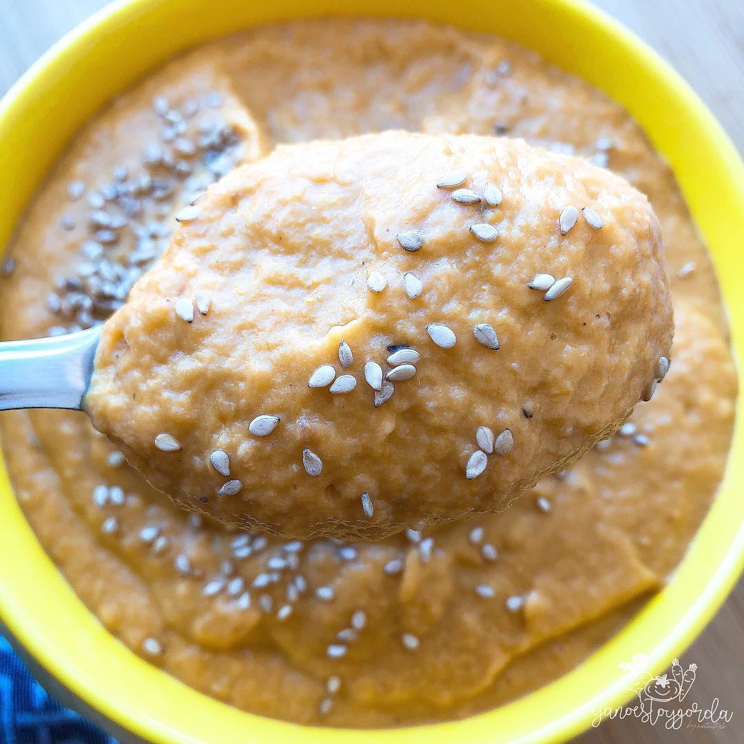 puré de garbanzos, verduras y pollo