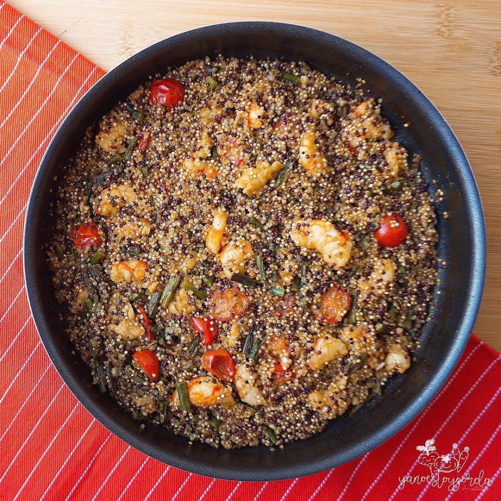 QUINOA CON ESPÁRRAGOS Y GAMBAS