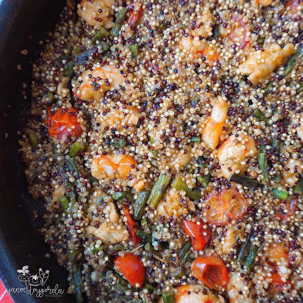 QUINOA CON ESPÁRRAGOS Y GAMBAS