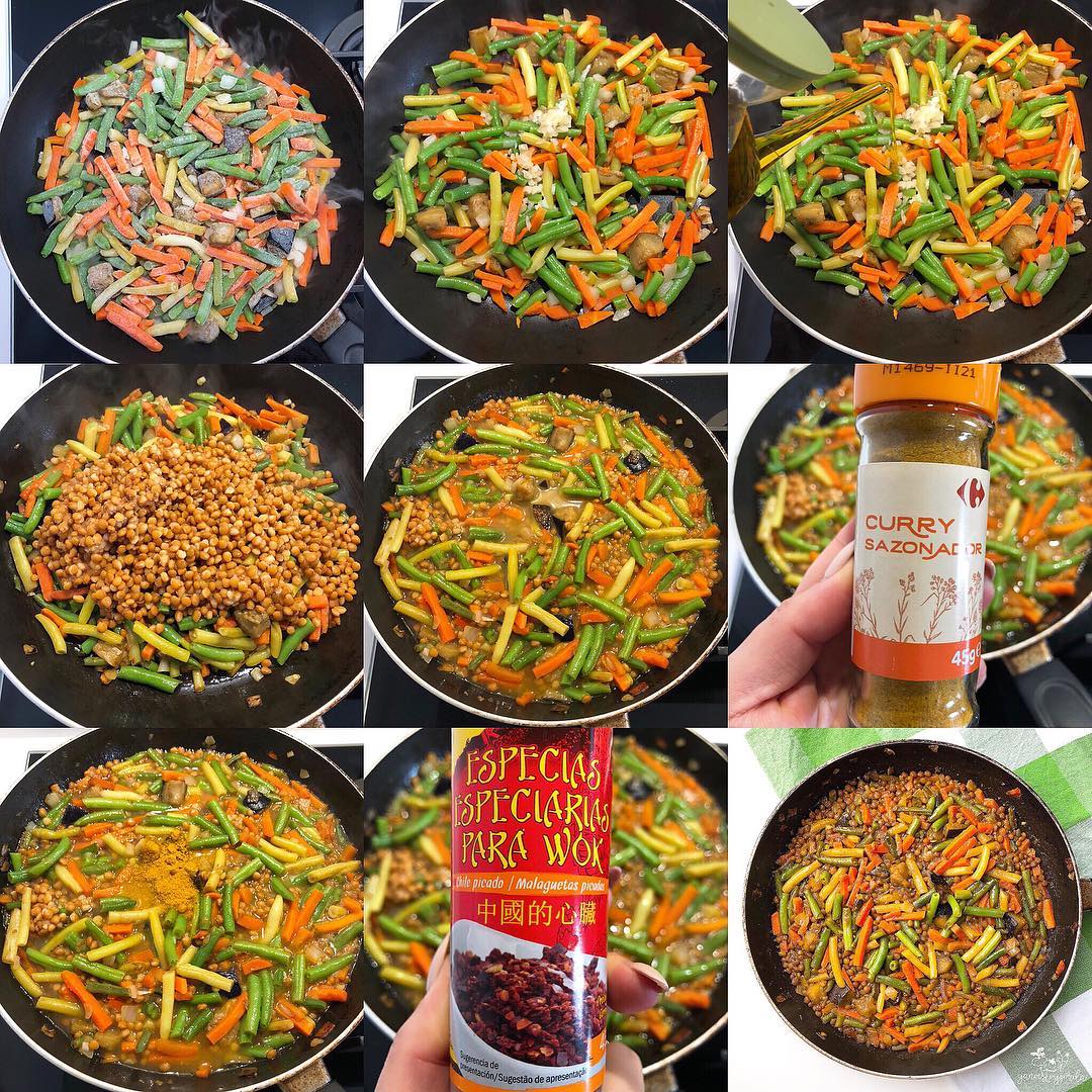 Lentejas con verduritas al curry