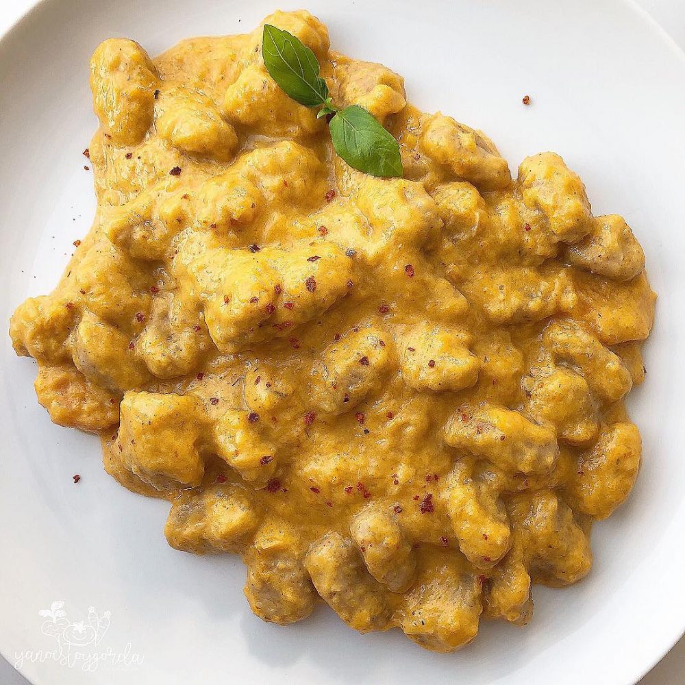 Gnocchis con crema de calabaza