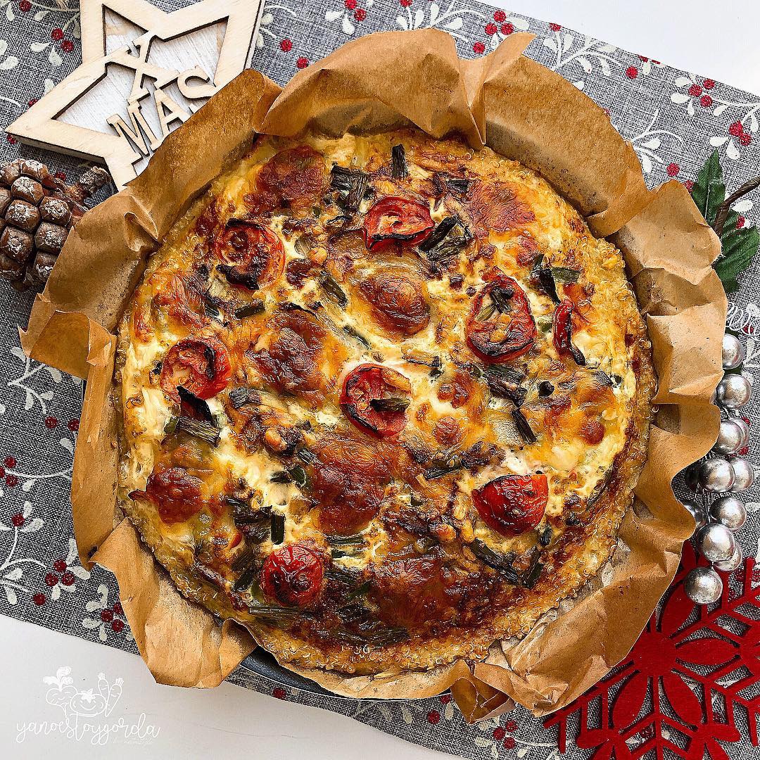 quiche en costra de quinoa