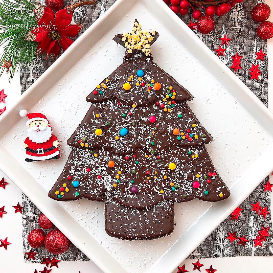 arbolito navideño de manteca de cacahuete y chocolate