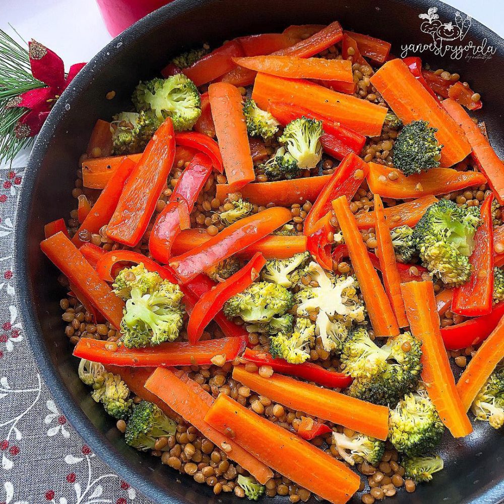 Wok de verduritas con lentejas