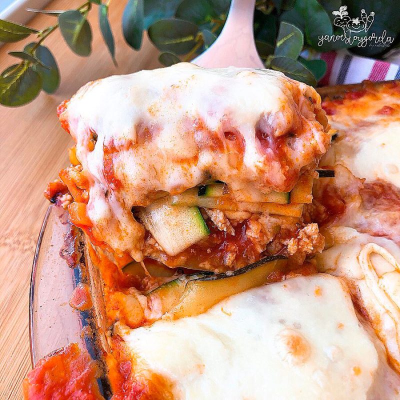 Lasaña de calabacín y pollo