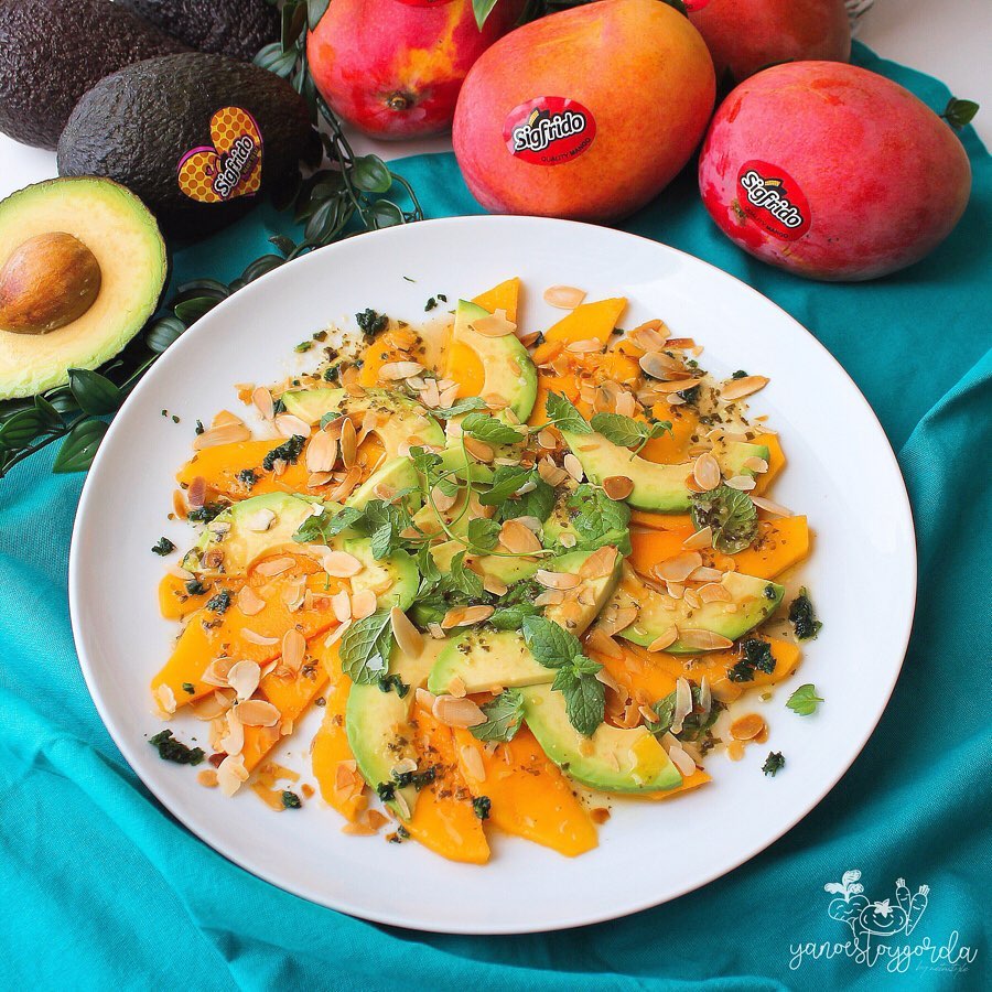 ensalada tropical a la menta con vinagreta de jengibre