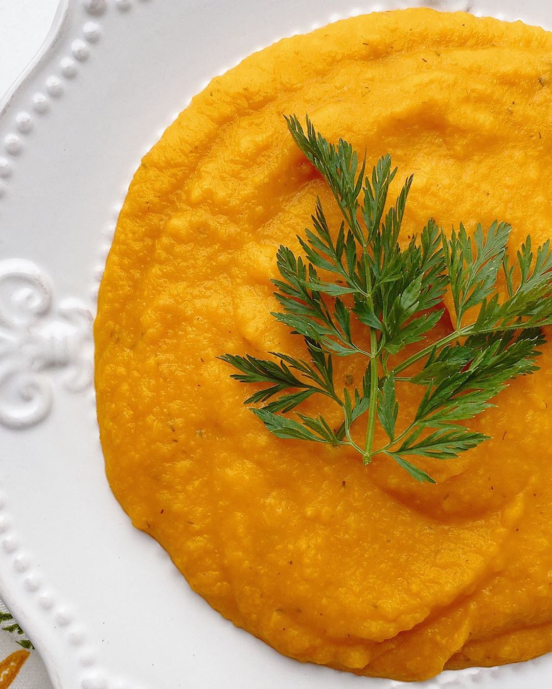 puré de calabaza y zanahorías asadas