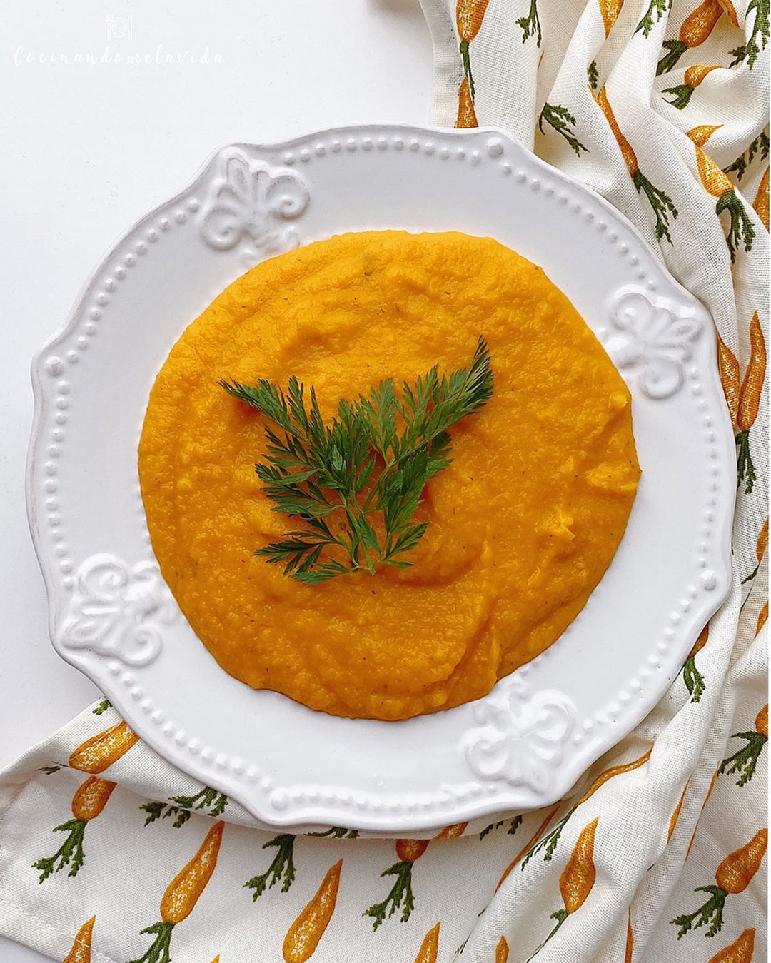 puré de calabaza y zanahorías asadas