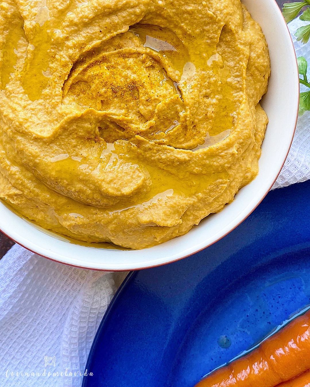 hummus de zanahoria asadas al curry