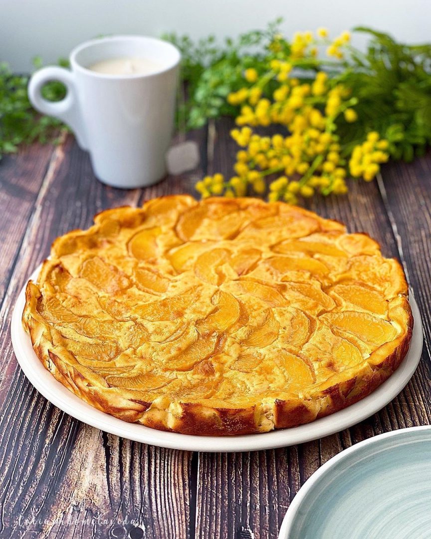 tarta de melocotón y queso