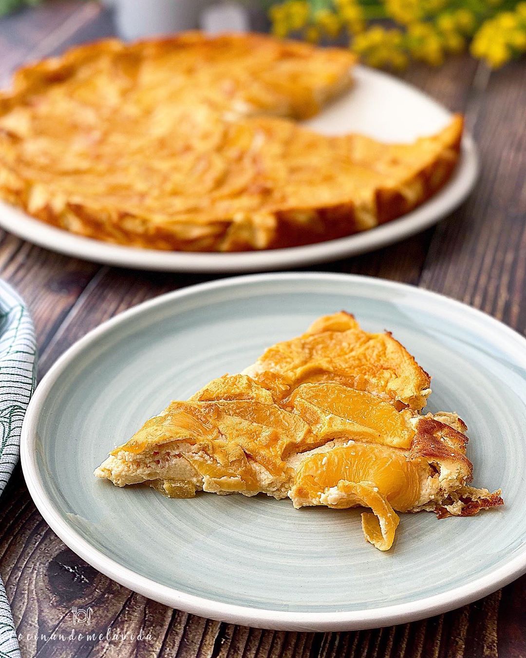 tarta de melocotón y queso