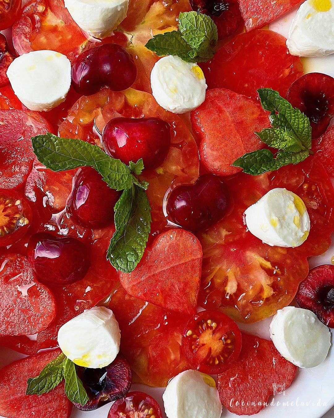 ensalada de sandia y búfala