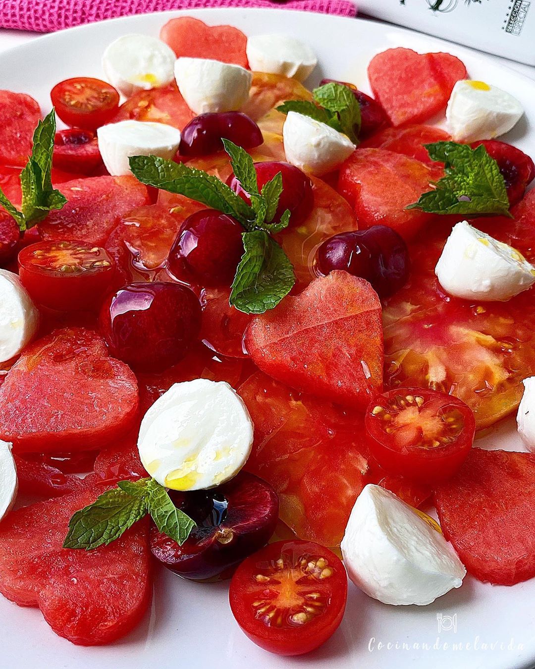 ensalada de sandia y búfala