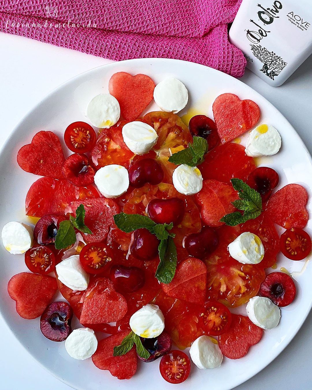 ensalada de sandia y búfala