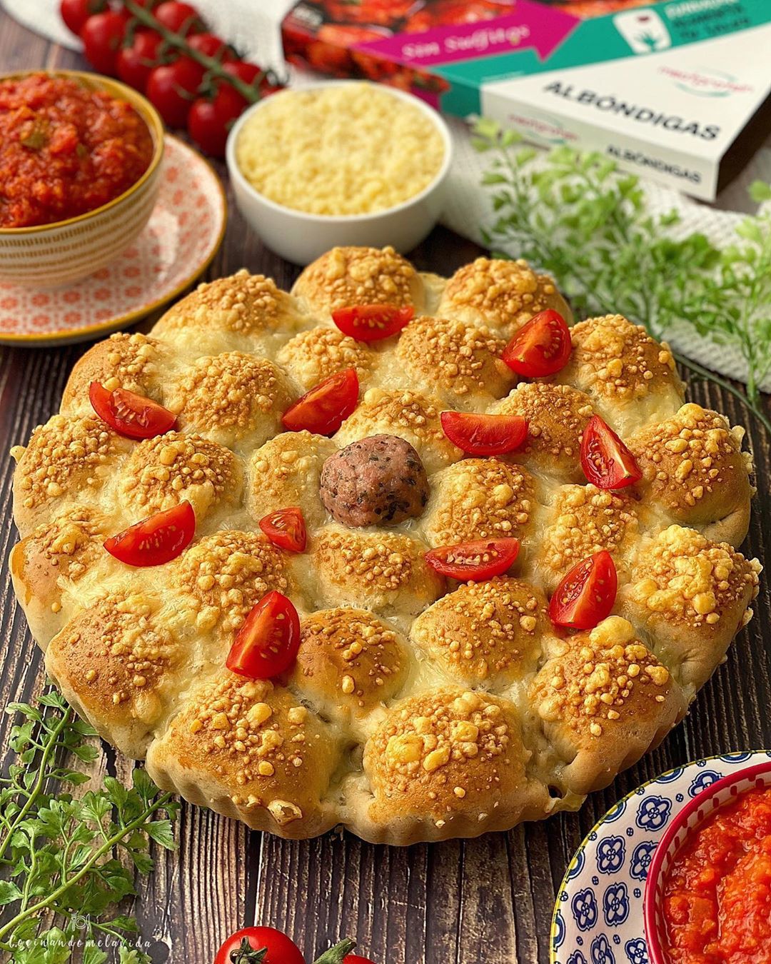 pizza de albóndigas