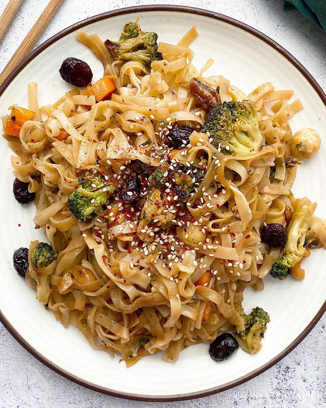 noodles de arroz con verduras