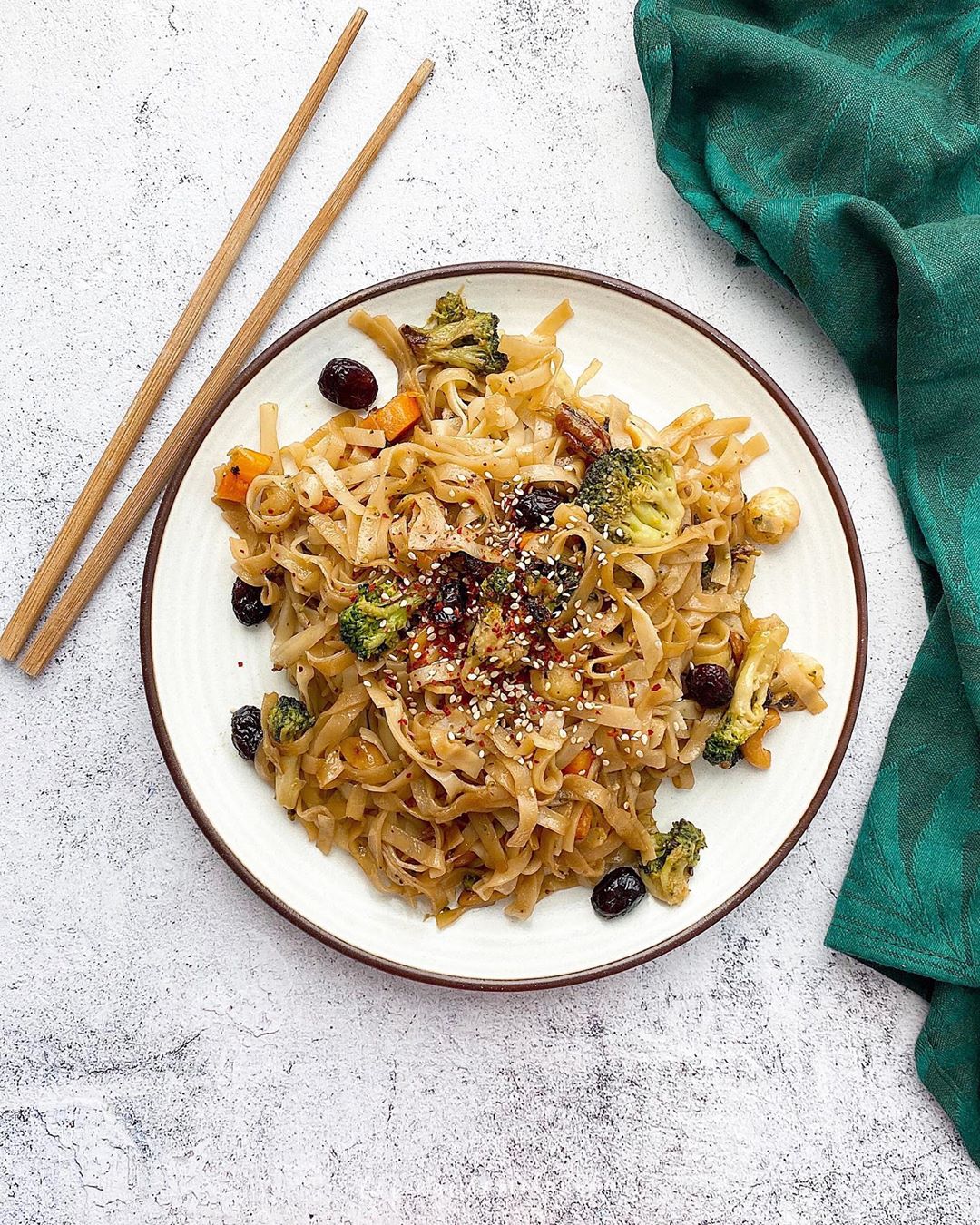 noodles de arroz con verduras