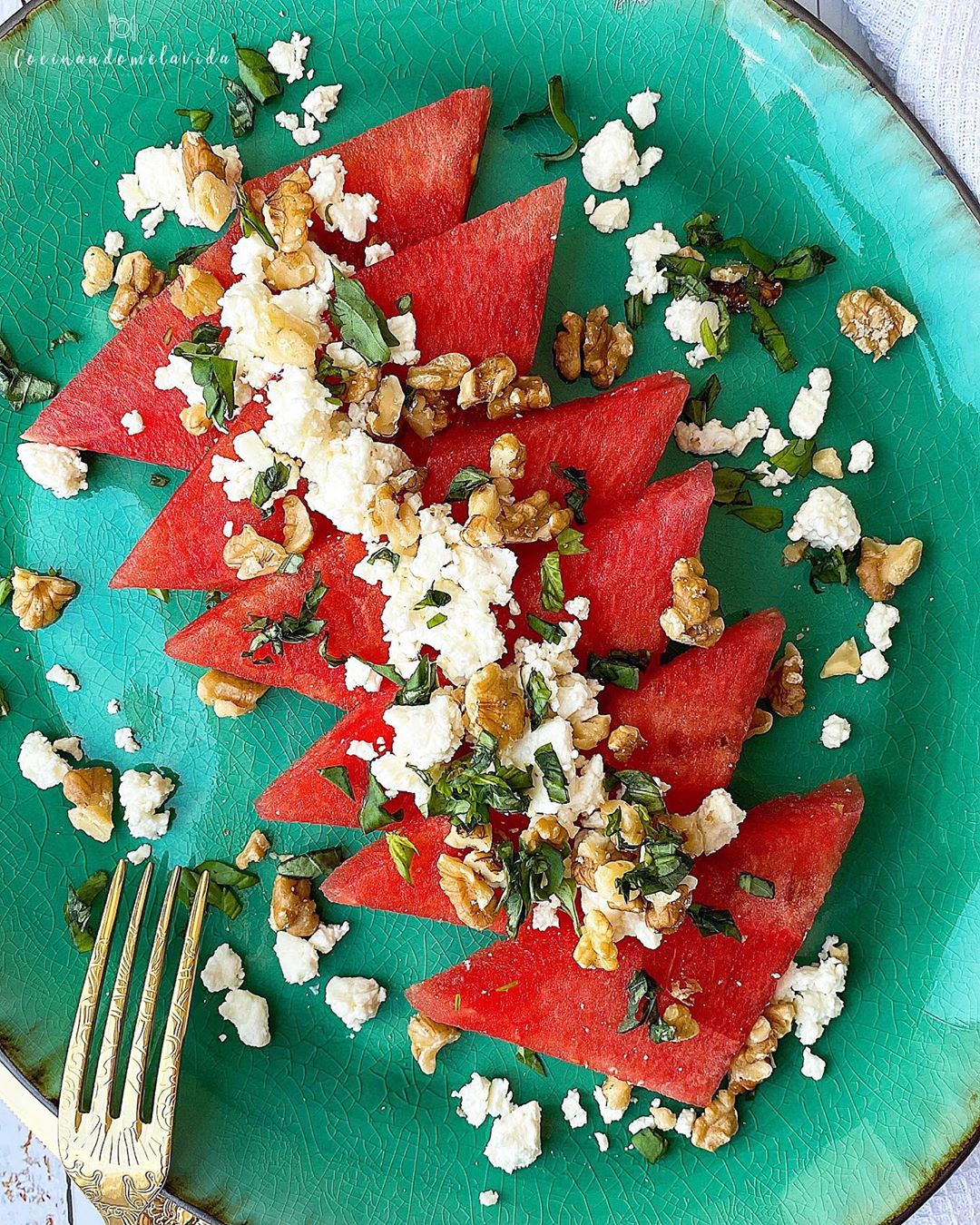 ensalada de sandía y queso feta