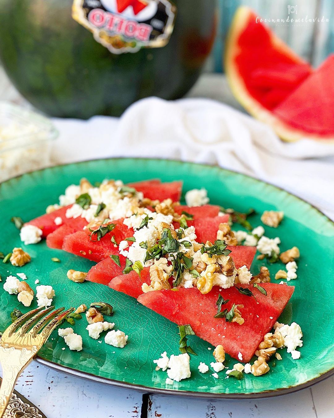 ensalada de sandía y queso feta