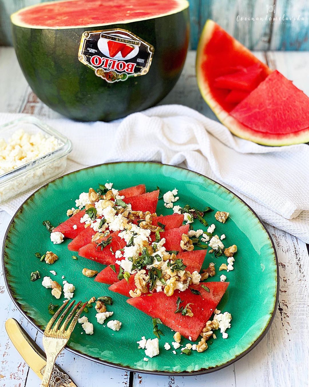 ensalada de sandía y queso feta