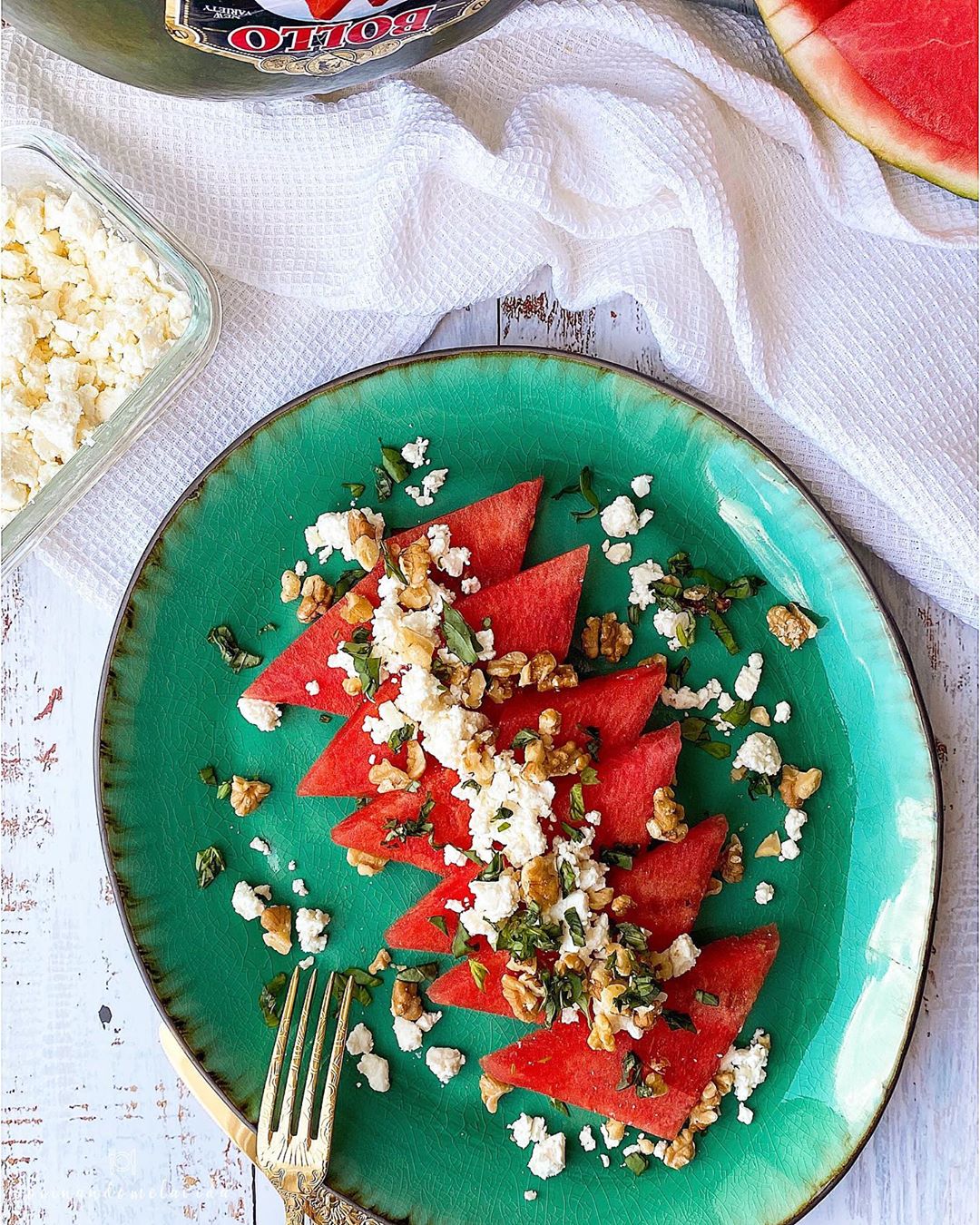 ensalada de sandía y queso feta