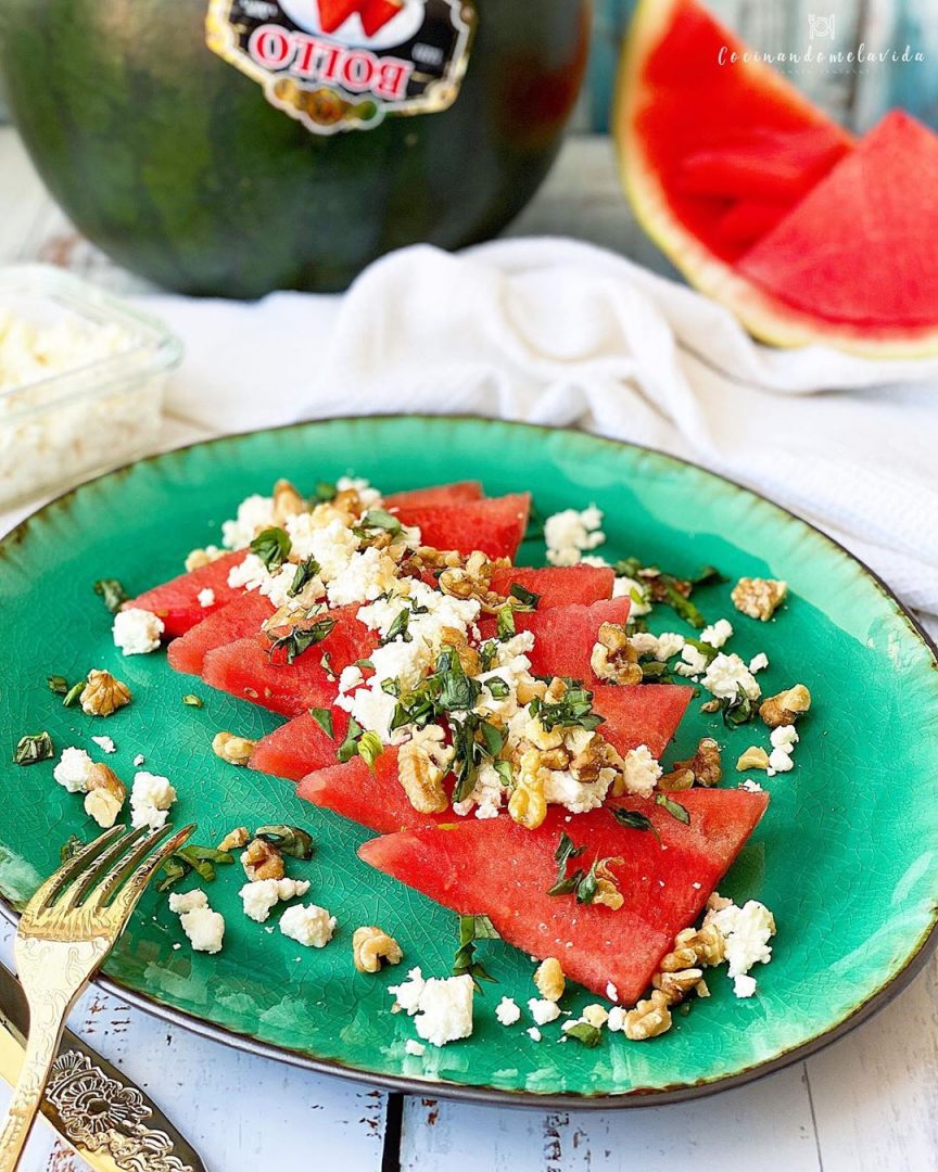 ensalada de sandía y queso feta