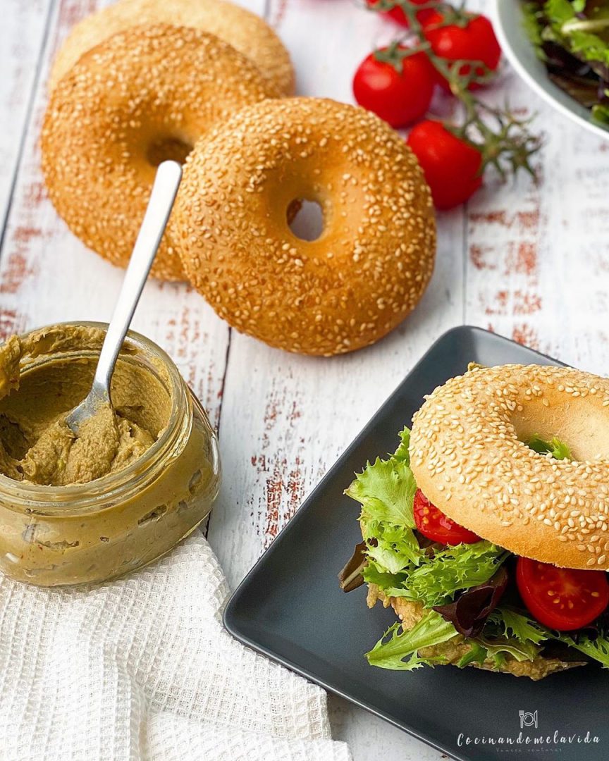 bagels caseros express y paté de sardinas