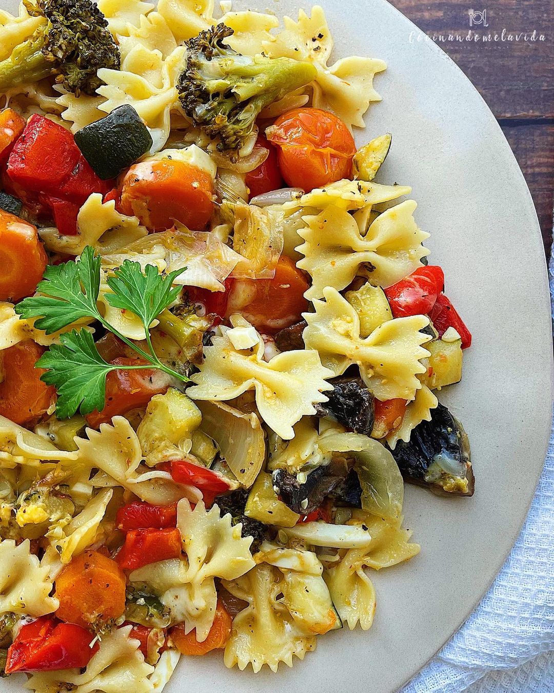 pasta con verduras asadas