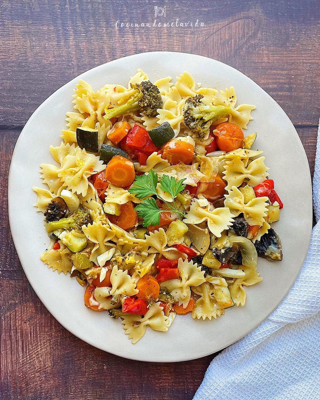 pasta con verduras asadas